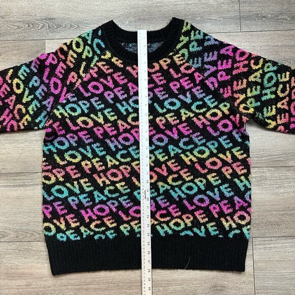 Torrid Peace Love Hope Vegan Cashmere Pullover Crew Sweater Women's Size 1 - Picture 4 of 5
